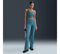 Nike Zenvy Rib Women's High-Waisted Flared Leggings - Blue - Nylon/Elastane M (UK 12-14)