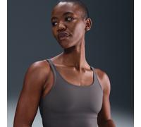 Nike Zenvy Rib Women's Light-Support Padded Longline Sports Bra - Grey - Nylon/Elastane XL