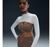 Nike Zenvy Women's Dri-FIT Long-Sleeve Shrug Top - White - Nylon/Elastane XS (UK 4-6)