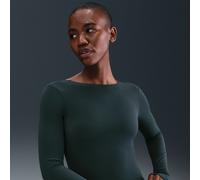 Nike Women's Zenvy Dri-FIT Long-Sleeve Top - Seaweed/White - Green - Size: Large