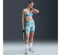 Nike Zenvy Women's Gentle-Support High-Waisted 8" Printed Biker Shorts - Blue - Nylon/Spandex XL (UK 20-22)
