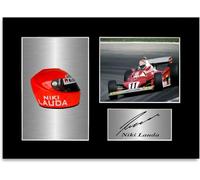Niki Lauda 3 Times World Champion Car Helmet Poster Signed Photo Display Mount A4