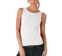 NIKIBIKI Women Seamless Clean Line Boat Neck Tank Top, Made in U.S.A, One Size, White, One Size