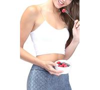 NIKIBIKI Women Seamless Spaghetti Strap Crop Top Cami, Made in U.S.A, One Size, White, One Size