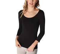 NIKIBIKI Womens Seamless Scoop Neck Three Quarter Sleeve Top - Black -