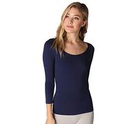 NIKIBIKI Womens Seamless Scoop Neck Three Quarter Sleeve Top - Blue -