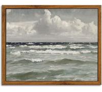 NIKICEE Ocean Canvas Wall Art Prints Decorations Framed Vintage Maritime Scenery Artworks Canvas Prints Bathroom Pictures Farmhouse Office Home Wall Decor