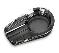 NIKILOONG Cigar Ashtray Large Single Slot Tabletop Glass Cigarette Ashtray for Home,Office, Patio, Bars, Restaurants, Hotel Decor (Black)