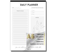 Nikita By Niki Daily Planner Pad - A5 Undated To Do List Notebook - Black and White Planner - Daily Planner Notebook to Encourage Affirmations and Daily Tasking - Tear-Off To Do List Pad - 100 Sheets
