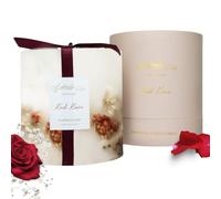 Nikita Luxury Lavender or Rose Candle - Botanical Pillar Candle - Floral Large Scented Candles - Aromatherapy Scented Candles Gifts for Women - Soy Candle - Housewarming Gift (Red Rose)