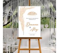 NIKKAH Wedding Welcome Sign, Personalised Nikkah, Nikah Sign, Islamic Wedding Sign, Islamic Art, Nikah Welcome, Walima Sign, Pampas Flowers