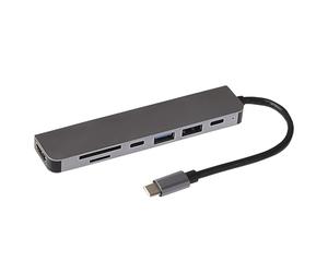 Nikkai USB C Hub Adapter, 6-in-1 with 2x USB-A 3.0, 4K HDMI, 2x USB-C, SD/Micro SD Card Reader for MacBook Air, MacBook Pro, Dell XPS, Lenovo ThinkPad and More