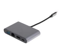 Nikkai USB-C Multiport Hub to USB-A 3.0 / HDMI 4K / Gigabit RJ45 / USB-C PD - Silver