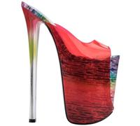 NIKKHO 22CM Women's High Heels, Transparent Waterproof Platform Slippers, Party Nightclub Wedding Dance Shoes, Large Size Fine Heel Sandals,Red,39