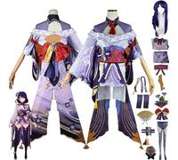 NIKKHO Purple,S,Genshin Impact Cosplay Costume Outfit, Game Characters Raiden Shogun Uniform Dresses Full Set Halloween Party Carnival Dress Up Suit with Wig Headdress for Women Girls