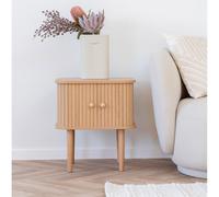 Nikko Side Table - 2 Door - Curved - Fluted - Pine Wood