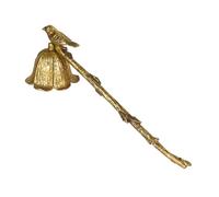 NIKKY HOME Gold Floral Candle Snuffer with Long Handle, Vintage Elegant Candle Extinguisher with Bird, Decorative Metal Wick Flame Snuffer Candle Accessory