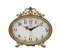 NIKKY HOME Pewter Vintage Retro Table Clock 6.5" x 6",Antique Gold