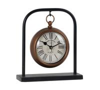 NIKKY HOME Small Vintage Desk Clock, Silent Decorative Bronze Table Clock | Non-Ticking Battery-Operated Metal Clock with Roman Numerals, Perfect for Living Rooms, Offices, Shelves, Mantels