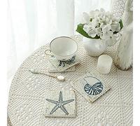 NIKKY HOME Vintage Shabby Resin Coaster Coffee Table Drinks Cup Wooden Coasters Set of 4