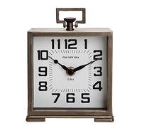 NIKKY HOME Vintage Silent Non-Ticking Table Clock, Shelf Desk Top Clock Battery Operated, Retro Home Decor for Living Room Mantel Desktop Countertop, Antique Brown