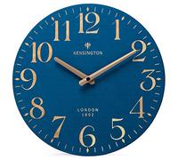 NIKKY HOME Wall Clock, Battery Operated Silent Non-Ticking Wooden Wall Clock, Home Decor for Kitchen, Living Room, Bedroom, Office, Navy Blue, 30 x 4 x 30 cm