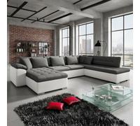 Niko Bis U Shaped Fold Out Corner Sofa Bed For Living Room With Storage Graphite And White Left