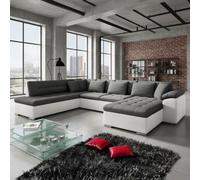 Niko Bis U Shaped Fold Out Corner Sofa Bed For Living Room With Storage Graphite And White Right