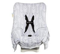 Niko Easy Wash Children's Car Seat Cover & Liner - Cotton Jersey Grey/White Arrow Pattern - Universal FIT - Crash Tested - Waterproof SEAT Bottom - Mess Protection - Easy to Clean - Machine Washable