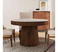 Niko Marble and Fluted Wood Dining Table (seats 4) walnut