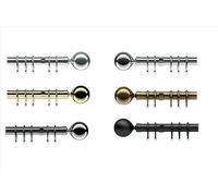 Nikola 28mm Ball Metal Window Curtain Pole with Ball Finials Rings & Fittings Set, Separate Ball Holdbacks (Extra Lined Rings Pack 8, Antique Brass)