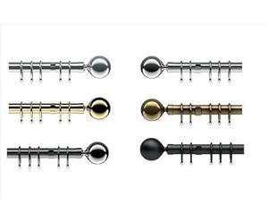 Nikola 28mm Ball Metal Window Curtain Pole with Ball Finials Rings & Fittings Set, Separate Ball Holdbacks (Extra Lined Rings Pack 8, Antique Brass)