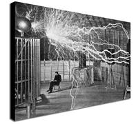 Nikola Tesla - Faraday Cage - Canvas Framed Print - Various Sizes (A3 16" x 12" Inches)