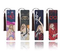 Nikolle Diamond Art Bookmarks, 4 Pcs Acrylic Bookmarks for Book Lovers, DlY Cartoon Diamond Painting Bookmark Kits for Adults, Taylor Gifts for Women