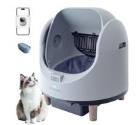 Nikomart Open-Top Self Cleaning Litter Box, 68L Large Capacity for Multi Cats - Automatic Litter Box New Gray Design with App Control & Fragrance Dispenser for a Fresh Home