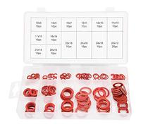 Nikou 150pcs Fiber Washer Assorted Kit, 14 Sizes Red Steel Paper Insulation Fiber Flat Washers Kit with Box, Sealing Washer Set Gasket Rings Easy to Store