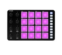 Nikou 16-Button MIDI Controller Percussion Pad, RGB Backlight MIDI Keyboard BT Connector, 3.5 mm Output with Low Latency, Built-in Battery (Black)