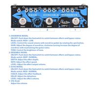 Nikou 3-in-1 Guitar Multi Effects Pedal, Echo/Ensemble/Overdrive, Aluminum Alloy Shell, True Bypass Function, Portable Electric Guitar Effect Pedal, DC 9V, 6.35mm Input/Output