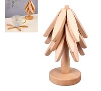 Nikou 3 Pcs Wooden Trivets, Tree Shaped Design, Heat Resistant Beech Wood Dishes Trivet, Creative Pot Holder Placemats for Kitchen Accessories