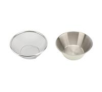 Nikou 304 Stainless Steel Colander with Mixing Bowl, Rice Washing Bowl Colander Food Strainers Set, Pasta Spaghetti Rice Rinser Strainer Washer, 14cm