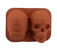 Nikou 3D Skull Moulds, Silicone Cake Moulds Halloween Realistic Skull Shaped Cake Mold Reusable Fondant Moulds for DIY Cake Decoration and Baking (Brown)