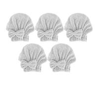 Nikou 5 Pcs Hair Drying Cap, Carbon Fiber Water Absorption Quickly Dry Hair Towel, Bathing Cap with Bowknot, Gray, Hair Wrapped Towel, Bath Accories