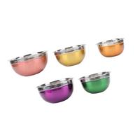 Nikou 5 Pieces Stainl Steel Bowls with Lids, Multipurpose Baking and Mixing Bowl Set for Vegetable, Fruit, Salad, Egg, Liquid, Type 2