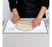 Nikou 60x40cm Black Silicone Rolling Kneading Dough Mat with Scales, Kitchen Baking Tool, Non-Slip Dough Mat for Baking and Kneading, Easy to Clean