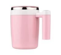 Nikou Automatic Stainless Steel Self Stirring Mug with Lid for Coffee Milk Cocoa Hot Chocolate Tea (Pink)