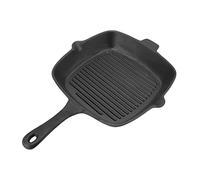 Nikou Cast Iron Grill Pan, Large Capacity Skillet for Meat, Fish, Steak, Vegetables, Outdoor Frying Pan, Heavy-Duty Griddle, 12 Inch, Black