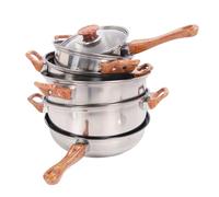 Nikou Cast Iron Wok 20cm, 2 Handle Frying Pan with Wooden Lid, Uncoated Flat Base for Stir Fry, Grill, Steam, Asian Chinese Cooking, Kitchen Cookware Set