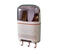 Nikou Cutlery Organizer Hanging Rack, Chopstick Holder Compartmental Drainer with Cover for Kitchen(White)