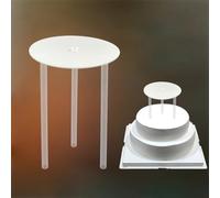 Nikou Double Layer Cake Stand, Food Grade PP Plastic Tier Supports Bracket, DIY Baking Accory, 12 cm / 4.7 in, Cake Stacking Dowel, Tier