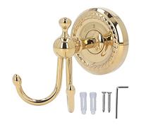 Nikou Double Prong Robe Hooks, Antique Gold Finish, Strong Load Bearing Wall Mounted Coat Hook for Bathroom Bedroom, Retro Design, Set of 2, Heavy Duty